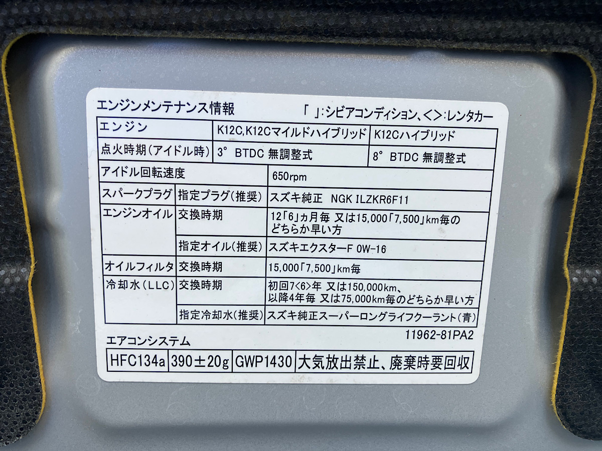 ソリオ 既定のアイドリング回転数 650rpm