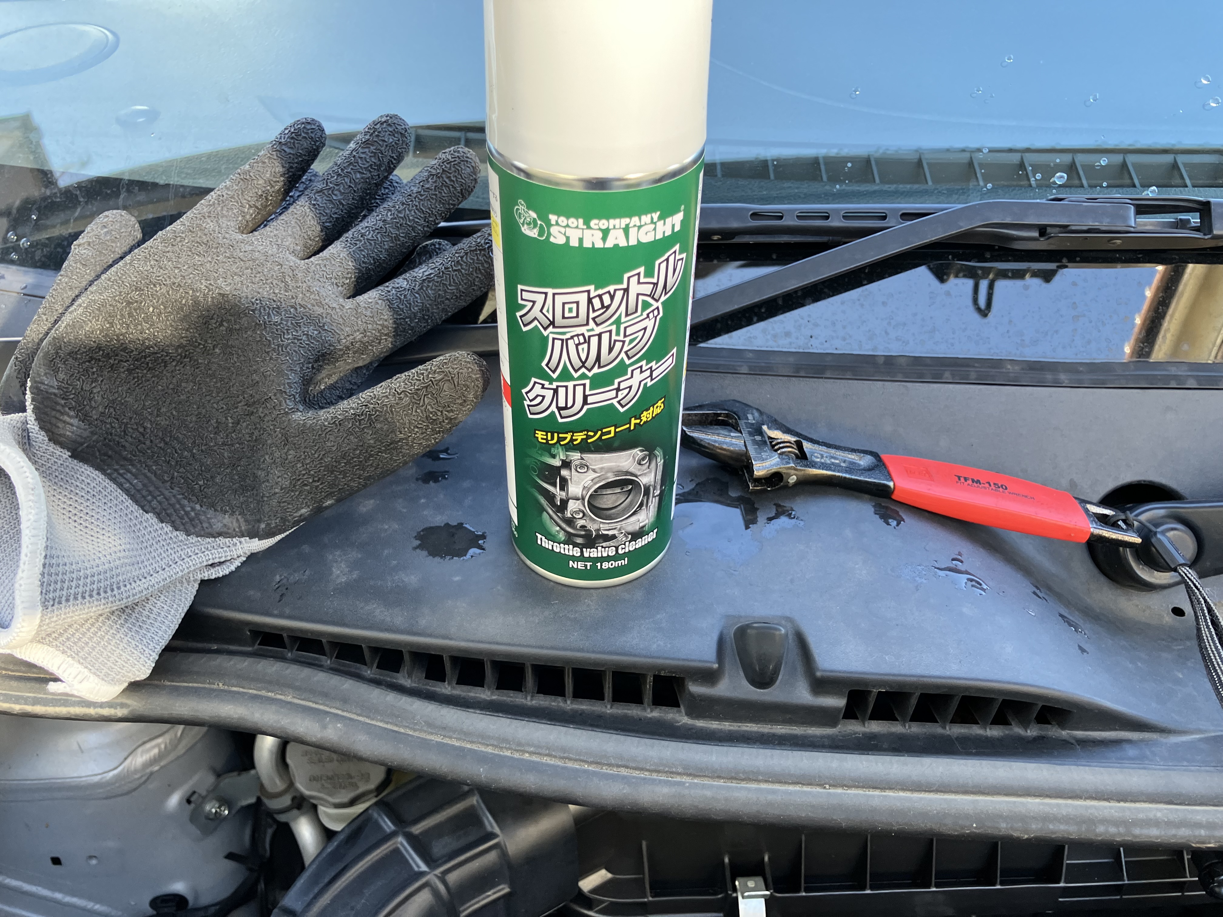 スロットルバルブ清掃に使用した道具一式